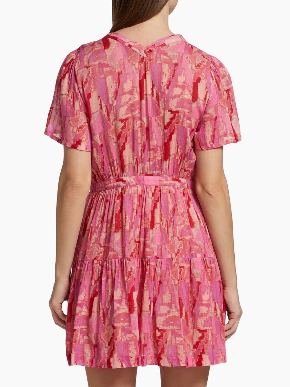 ba&sh Pink Abstract-Print V-Neck Mini Dress - Picture 4 of 4